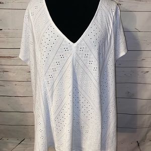 White Fit n Flare Eyelet Top